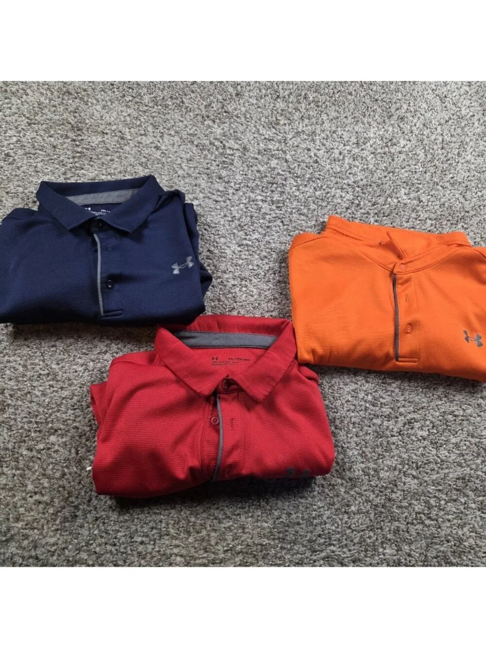Lot Of 3 Under Armour Polo Shirt Mens 2XL Short Sleeve Tech Red Blue